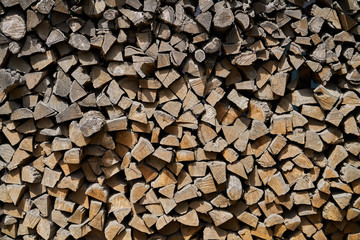 Firewood is stacked