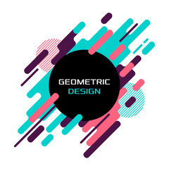 Modern abstract geometric background with various rounded linear figures. Vector illustration of a dynamic composition