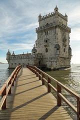 Fototapeta premium Small bridge leading to tower of Belem