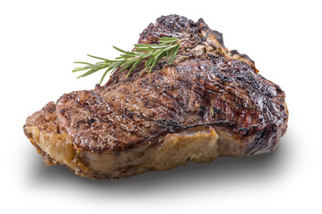 Whole grilled T-bone steak with rosemary