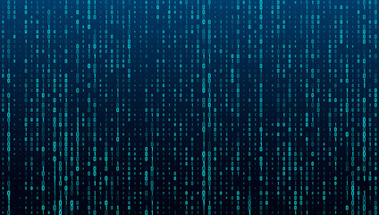 A stream of binary matrix code on the screen. numbers of the computer matrix. The concept of coding, hacker or mining of crypto-currency bitcoin. Vector illustration.