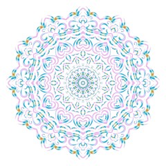 Vector hand drawn floral color mandala design. For fashion, surface design. Red, purple, gold color.