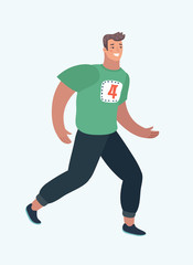 Man runs. Vector cartoon illustration