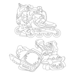 set of roller skates and protective gear