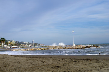Malaga widok na morze, fale // Malaga seaside sea holiday
