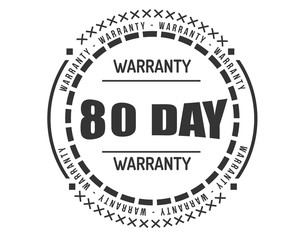 80 day warranty icon vintage rubber stamp guarantee