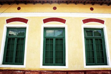 Old windows of the city of Santana de Parnaiba São Paulo Brazil