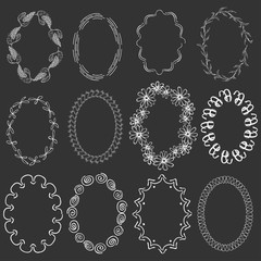 Set with Oval White Frames on the Dark Background