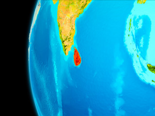 Map of Sri Lanka in red