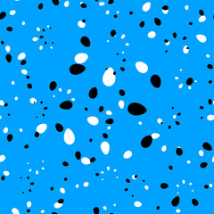 Abstract strict vector hand drawn floral seamless pattern in black and white on a goalkeeper background.