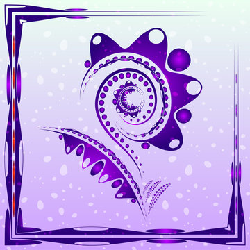Tender background with purple abstract flower on the artistic bl