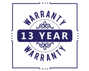 13 year warranty icon vintage rubber stamp guarantee