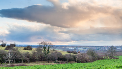 Obraz premium country landscape in Alsace in winter evening