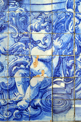 Fototapeta na wymiar Capela das Almas church in Porto, Portugal. Portuguese blue and white tiles