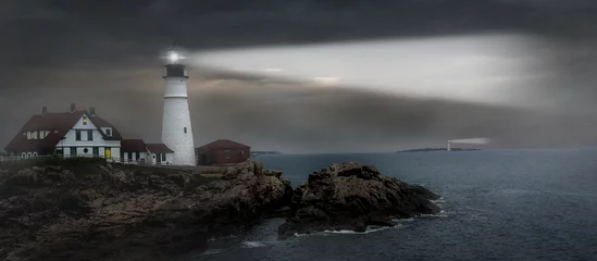 Deurstickers Lighthouse at Night © James
