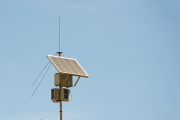Solar panels generate light energy for autonomous power supply of the radio transmitter in a separate place.