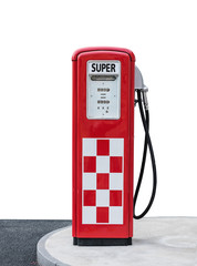 vintage gasoline pump isolated on a white background