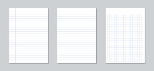 Creative vector illustration of realistic square, lined paper blank sheets set isolated on transparent background. Art design lines, grid page notebook with margin. Abstract concept graphic element © happyvector071