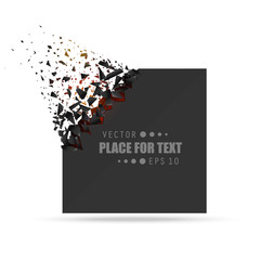 Creative vector illustration of blank banner with explosion, debris isolated on transparent background. Art design. Cracked shape shatters into pieces. Abstract concept graphic geometric element