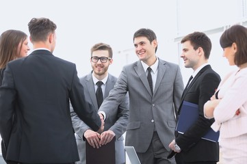 Fototapeta premium handshake business partners before business meeting