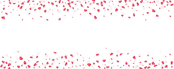 Creative vector illustration of heart confetti, happy valentines petals falling isolated on transparent background. Art design for women day. Abstract concept graphic seamless element pattern