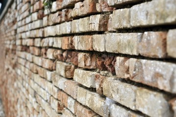 red bricks old wall