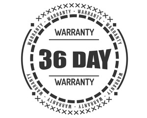 36 day warranty icon vintage rubber stamp guarantee
