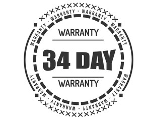 34 day warranty icon vintage rubber stamp guarantee