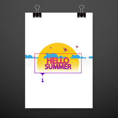 Summer sale poster, banner or flyer design, flat style. Advertisement Promotional Banner Design.
