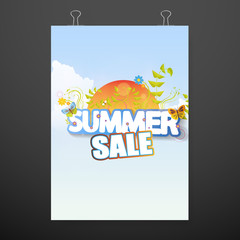 Summer sale beautiful web banner. Vector illustration with spesial discount offer.