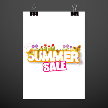 Summer sale beautiful web banner. Vector illustration with spesial discount offer.
