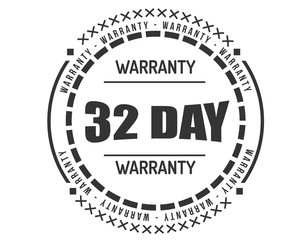 32 day warranty icon vintage rubber stamp guarantee