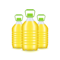 Realistic Detailed 3d Vegetable Oil Plastic Bottle Group. Vector