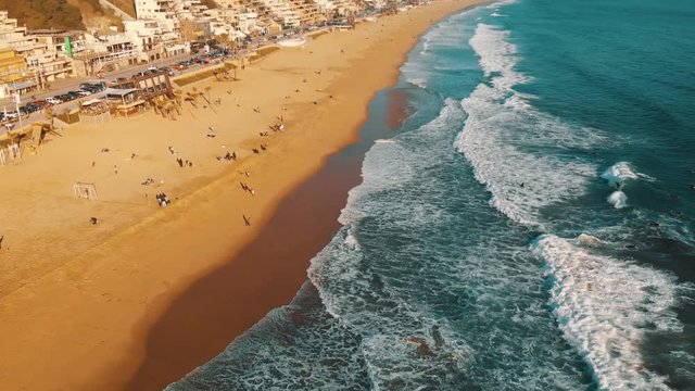 Beautiful aerial view of Vi&ntilde;a del Mar, Chile where it can be seen the ocean, the beach, modern buildings and all the coastal line