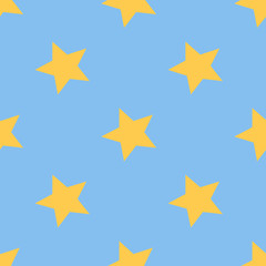 Fototapeta na wymiar Seamless pattern with stars. Classic tile ornament. Vector illustration. Yellow stars on blue background