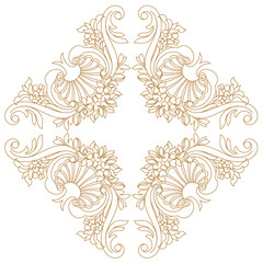 Golden vintage baroque ornament, corner. Retro pattern antique style acanthus. Decorative design element filigree calligraphy vector. - stock vector