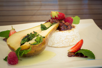 pear with camembert cheese