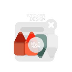 Flat design triangle arrow shape geometric sticker icon, paper style design with buy now sample text, for business or web presentation, app or interface buttons, internet website store banners