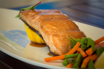 salmon with teriyaki sauce. baked salmon