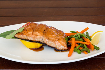 salmon with teriyaki sauce. baked salmon