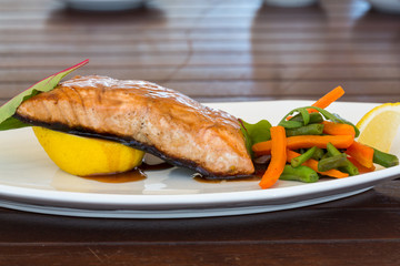 salmon with teriyaki sauce. baked salmon