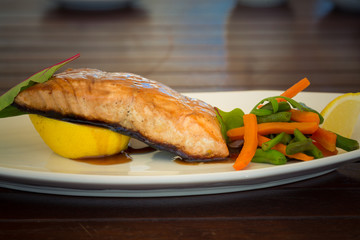 salmon with teriyaki sauce. baked salmon