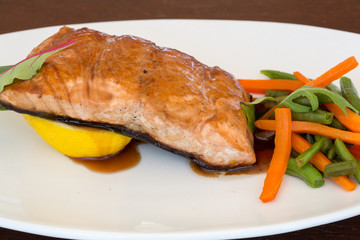 salmon with teriyaki sauce. baked salmon