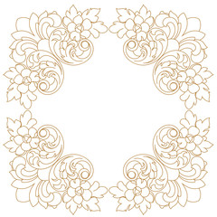 Golden vintage border frame engraving with retro ornament pattern in antique baroque style decorative design. Vector