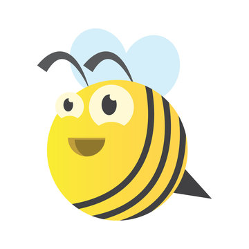 honey bee, cartoon character,vector image, flat design