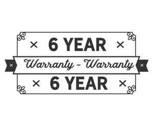 6 year warranty icon vintage rubber stamp guarantee