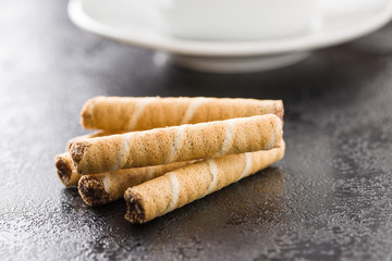 Sweet chocolate waffle rolls.