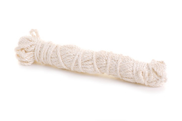 Linen rope roll on white background isolation