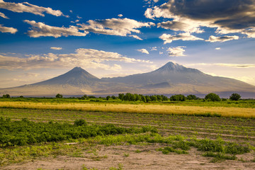 Naklejka premium View to Ararat mountain from Armenian side
