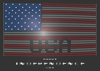 American flag on transparent background -  illustration